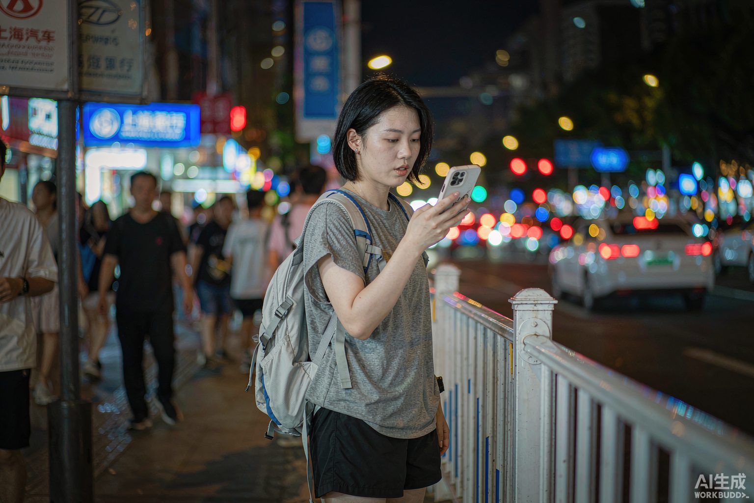 Solo female traveler navigating a Chinese city