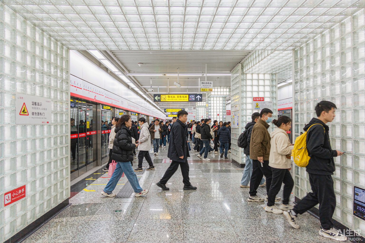 Modern Chinese subway station with clear signage